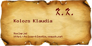 Kolozs Klaudia névjegykártya